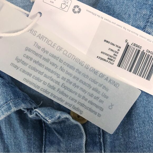 OUTERKNOWN Wyatt Long Sleeve Button Front Denim Jumpsuit Blue Size Medium New - Picture 6 of 15